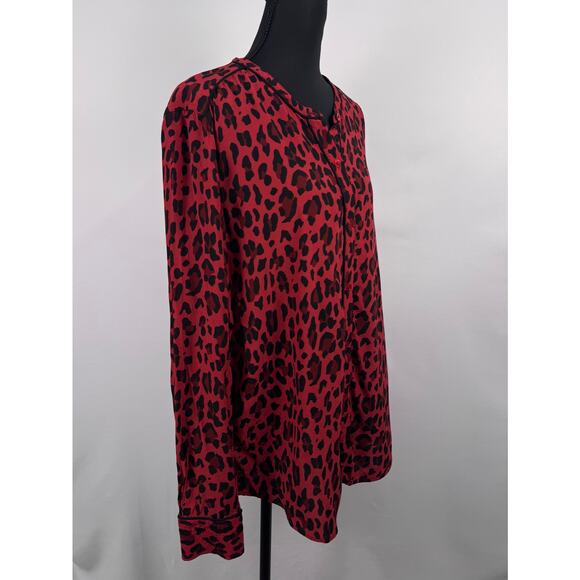 Rails “Lillian” Red Leopard Button Down Blouse Size L - Picture 5 of 13
